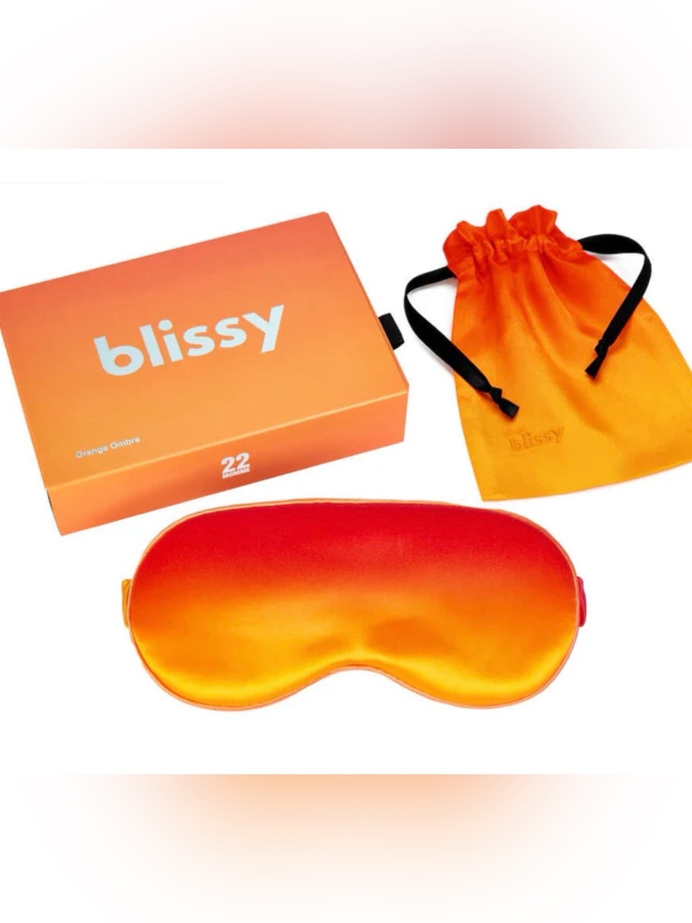 Blissy 100% Mulberry Silk Sleep Mask Orange Ombré NWT